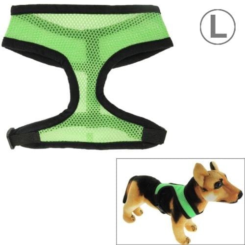 Soft Adjustable Pet Dog Mesh Vest Harness, L(Green)