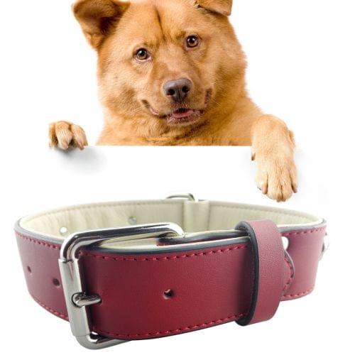 Leather Red Silk Suture with Alloy Skull Designs Pet Dog Collar Pet Products Big Dog Collar, Size: L, 3.5 * 51cm(Red)