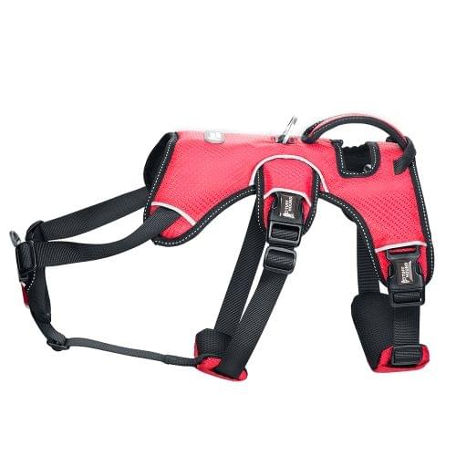 Tuffhound 1617S Adjustable Dog Harness Lead Leash Collar Belt,Size:XL, (62-76)+(58-88)cm (Red)