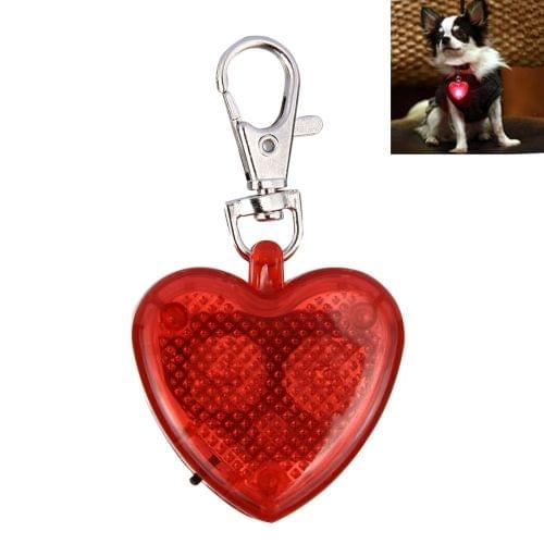 Fashion Heart-Shaped Pet Dog Cat Safety LED Flash Pendant Necklace (Red)