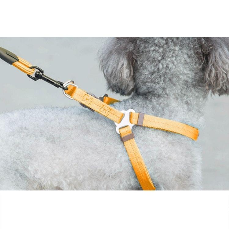 Pet Dog Collar + Harness + Leash Three Sets, S, Harness Chest Size: 34-50cm, Collar Neck Size: 24-35cm, Pet Weight: 8kg Below(Orange)
