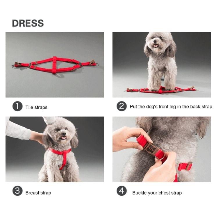 Pet Dog Collar + Harness + Leash Three Sets, S, Harness Chest Size: 34-50cm, Collar Neck Size: 24-35cm, Pet Weight: 8kg Below(Orange)