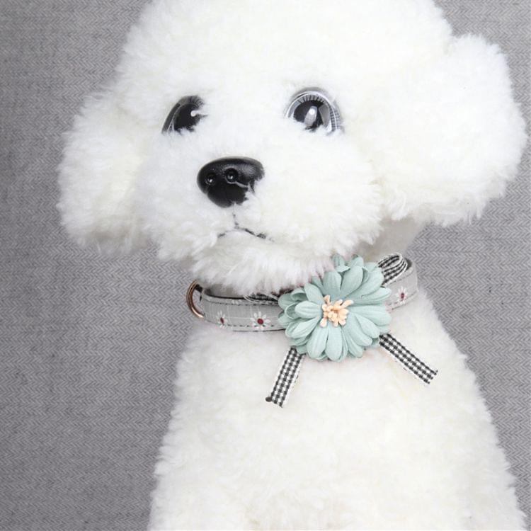 Flower PU Leather Cat Dog Collar, Size:1.3 * 35cm(Grey)