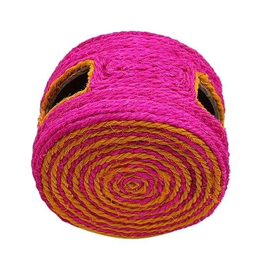 Sisal Woven Round Bucket Wear-resistant Sisal Cat Pet Toys with 2 Sound Ball, Random Color Delivery