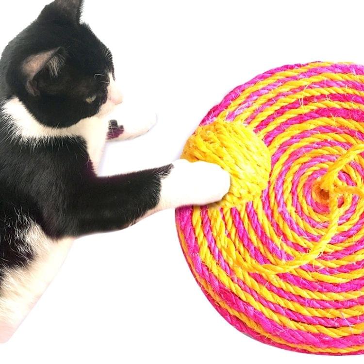 Sisal Woven Round Bucket Wear-resistant Sisal Cat Pet Toys with 2 Sound Ball, Random Color Delivery