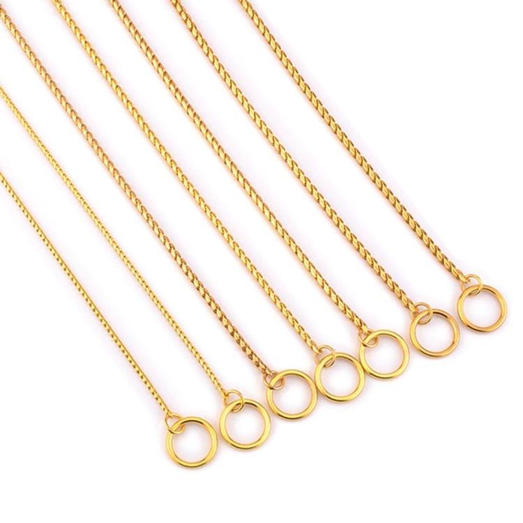 Pet Collars Pet Neck Strap Dog Neckband Snake Chain Dog Chain  Solid  Metal Chain Dog Collar，Length:55cm (Gold)