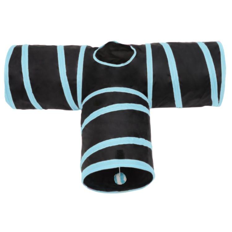 Foldable 3 Exits Exercising Cat Tunnel with A Hanging Ball(Blue)