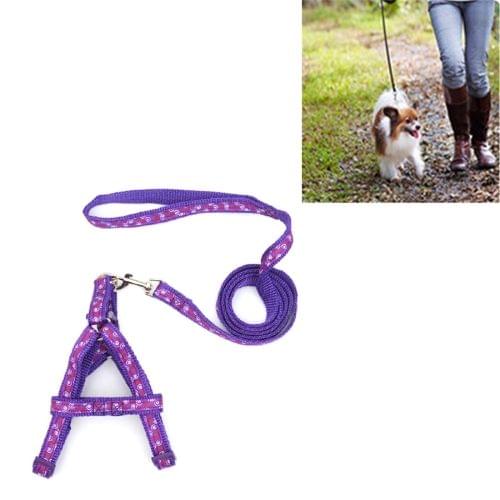 Fashion Nylon Printed Pet Cat Adjustable Harness Lead Leash Collar Belt, S, Adjustable Range: 25-36cm, Length: 120cm(Purple)