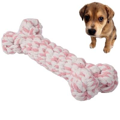 Dog Puppy Pet Cotton Braided Bone Rope Chew Knot Toy (Random Color Delivery)