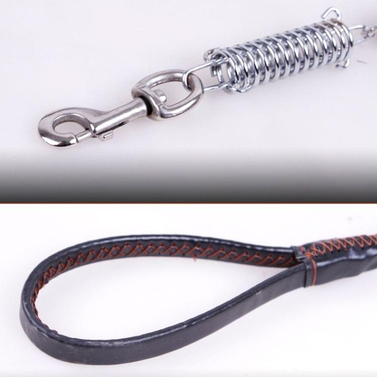 Cowhide Traction Belt Dog Collar Telescopic Dog Rope, Suitable For Medium and Large Dogs, M, Rope Length: 128cm Collar Size: 32-44cm(Black)