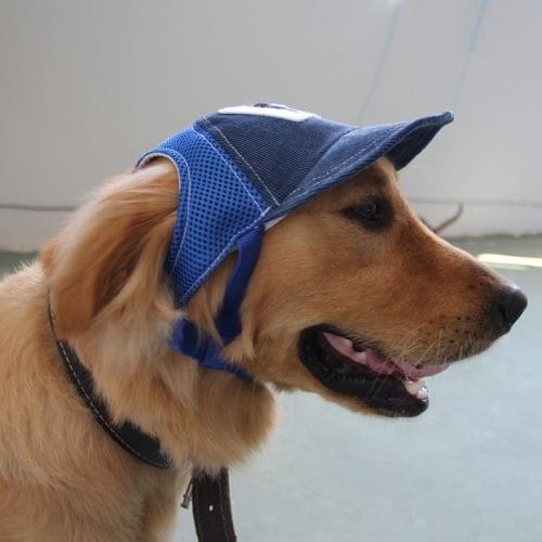 Dog Travel Sunshade Sunscreen Cap Outdoor Sports Breathable Baseball Dog Corduroy Hat Adjustable, Size: L(Blue)