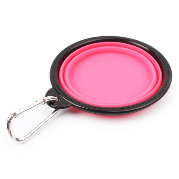 Portable Pet Folding Feeding Bowl Silicone Water Dish Feeder Puppy Travel Bowl, Random Color Delivery, Bowl Diameter: 13cm(Pink)