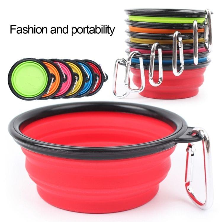 Portable Pet Folding Feeding Bowl Silicone Water Dish Feeder Puppy Travel Bowl, Random Color Delivery, Bowl Diameter: 13cm(Pink)
