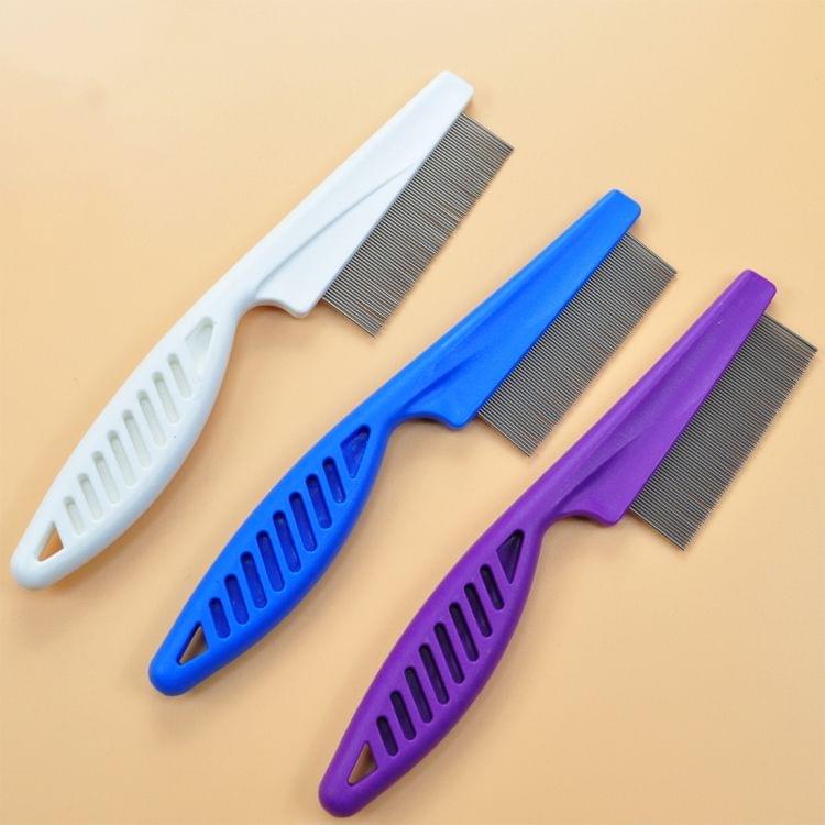 5 PCS Pet Cats Dogs Supplies Combs Fine Toothed Stainless Steel Needle Fleas Removal Combs, Length: 14cm (White)