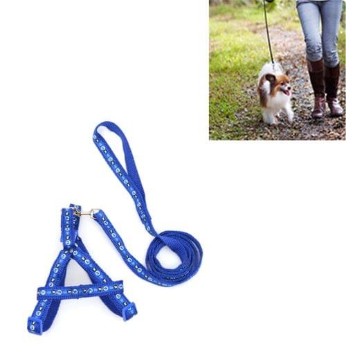 Fashion Nylon Printed Pet Cat Adjustable Harness Lead Leash Collar Belt, L, Adjustable Range: 33-50cm, Length: 120cm(Blue)