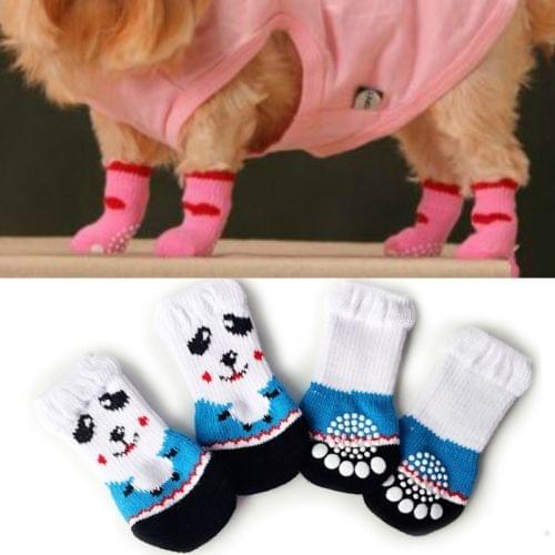 2 Pairs Cute Puppy Dogs Pet Knitted Anti-slip Socks(Panda)