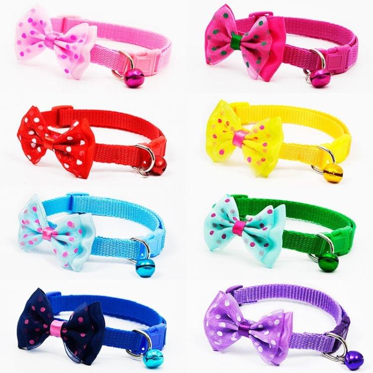 Adjustable Bow Knot Bell Collar Cat Dog Collars Pet Supplies(Pink)