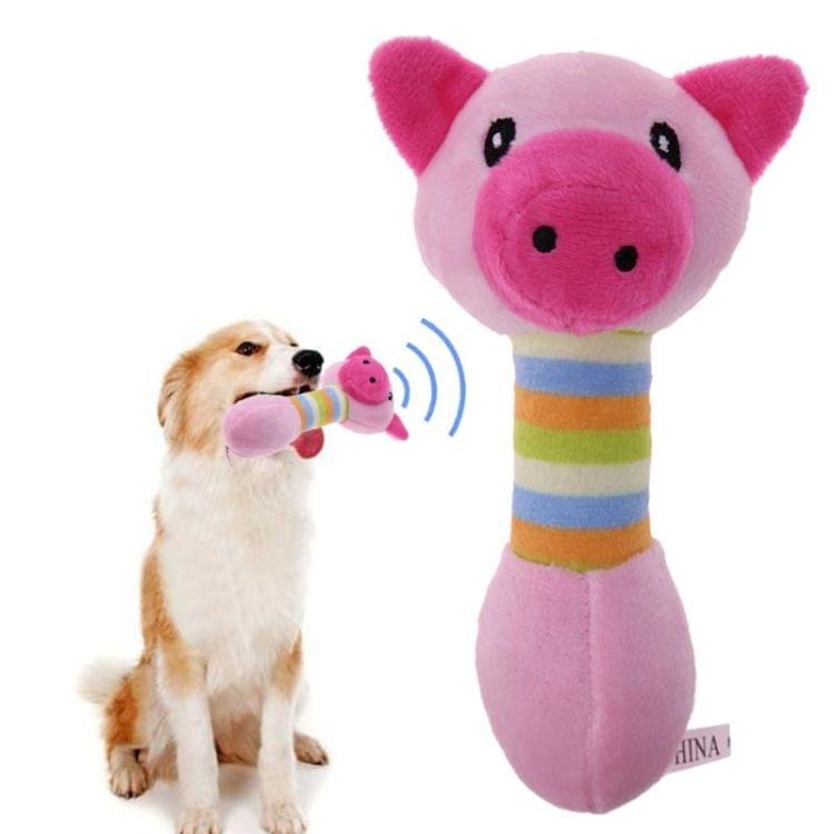 2 PCS Cute Pet Dog Toys Chew Squeaker Animals Pet Toys Plush Puppy Honking Squirrel For Dogs Cat Chew Squeak Toy Dog Goods(Pig)