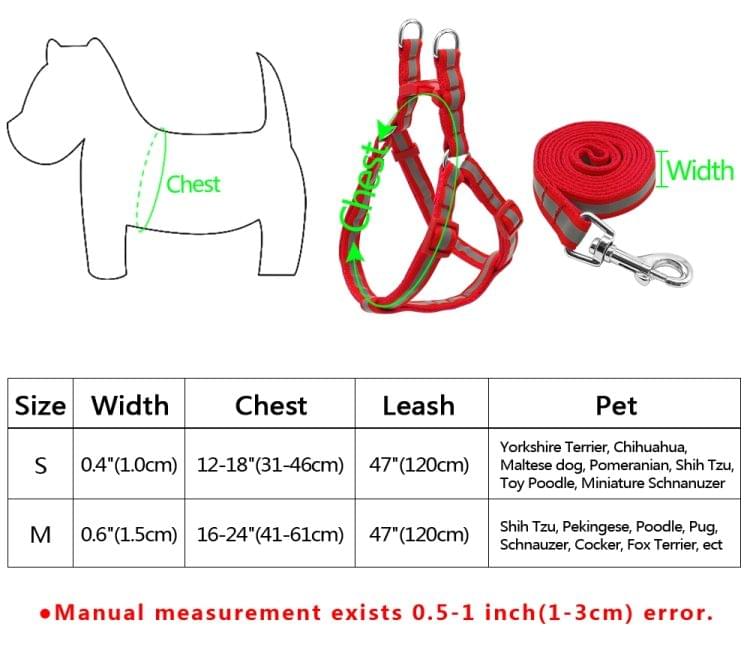 Small Medium Dogs Nylon Reflective Dog Leash Lead Set, Size:S(Green )