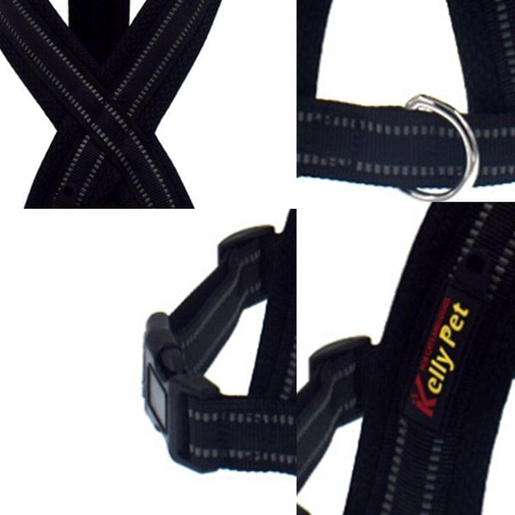 Pet Dogs Nylon Reflective Breathable Comfortable X6 Chest Harness Lead Leash, Width: 2.5cm, Adjustable Range: 57-72cm(Black)