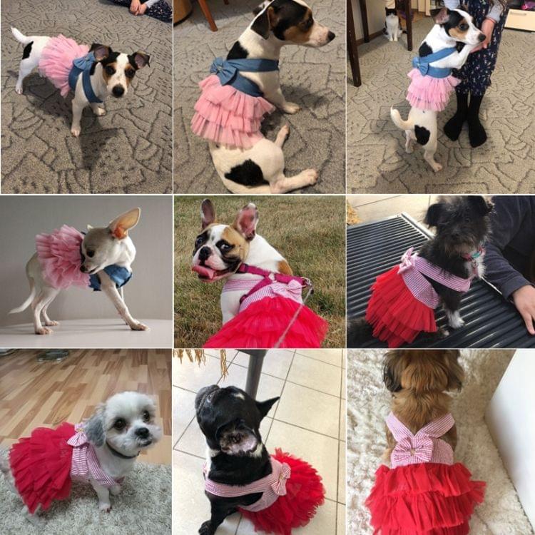 Summer Jeans Dress Clothes for Small Dog Wedding Dress Skirt Puppy, Size:XS(Pink Stripe)