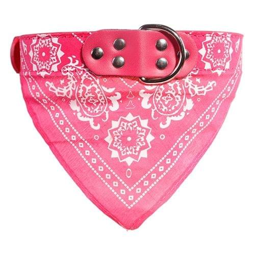 Adjustable Dog Bandana Leather Printed Soft Scarf Collar Neckerchief for Puppy Pet, Size:M(Magenta)