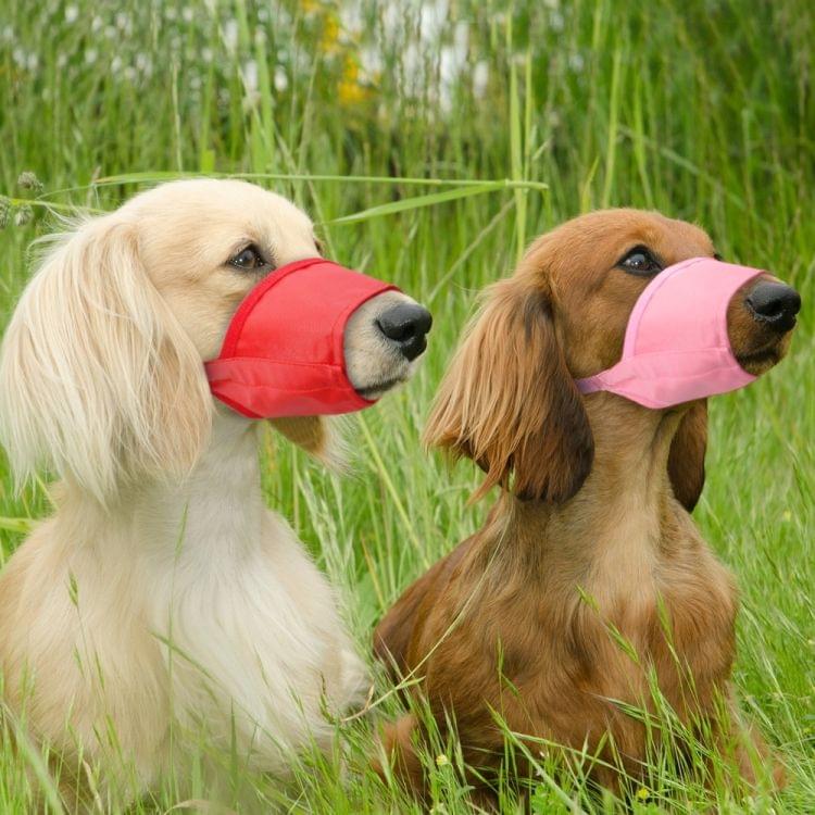 Pet Supplier Dog Muzzle Breathable Nylon Comfortable Soft Mesh Adjustable Pet Mouth Mask Prevent Bite, Size:24cm(Pink)