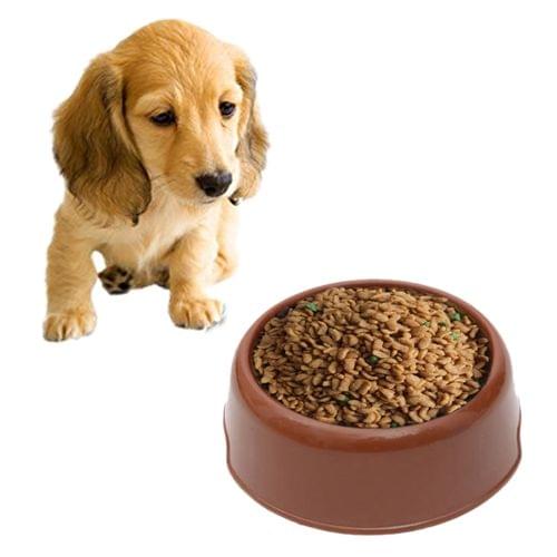 Dog Cat Light Candy Color Plastic Material Single Pets Bowls(Coffee)
