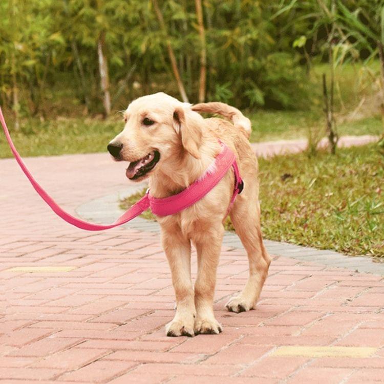Pet Dogs Nylon Comfortable O-ring A7 Chest Harness Lead Leash, Size: M, Adjustable Range: 60-74cm(Pink)