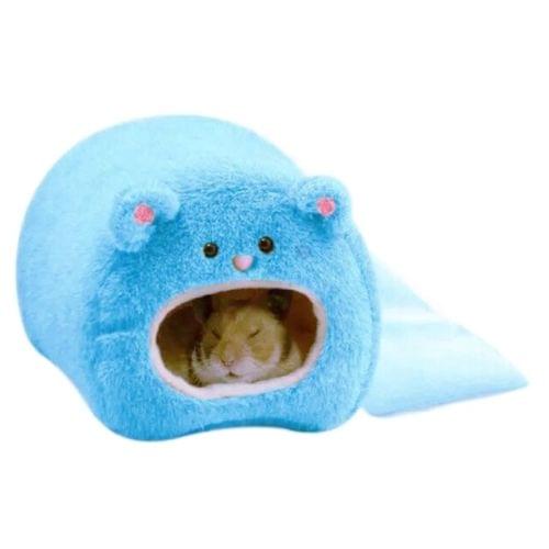 Cute Small Animal Cages Pet Rabbit Hamster House Bed Rat Qquirrel Guinea Winter Warm Hanging Cage Hamster Nest(Blue)