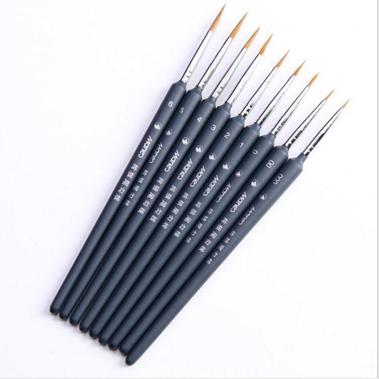 9 PCS / Set Art Supplies Weasel Hair Brush Watercolor Hook Line Brush Depict the Edge Pen Oil Painting Pen