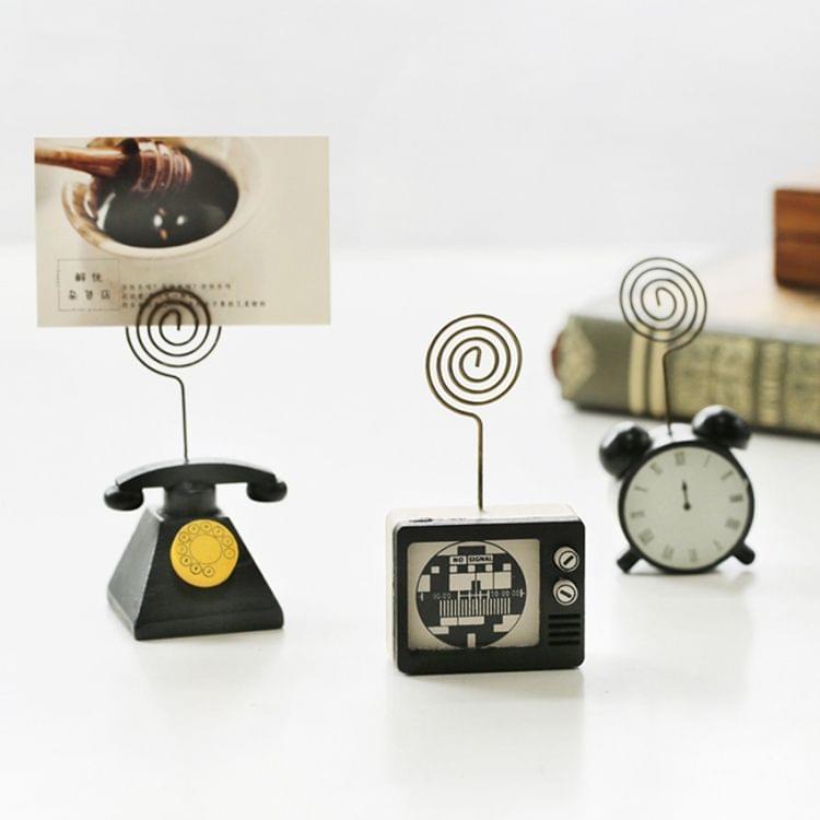 2 PCS Wooden Cartoon Card Stock Notes Folder Photo Clip Card Message Clip Office Supplies Information Clip, Type:TV