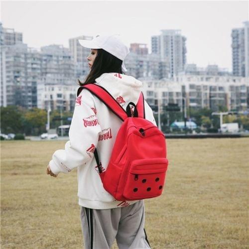 Double Zipper Design Double Shoulders School Bag Travel Backpack Bag (Red)