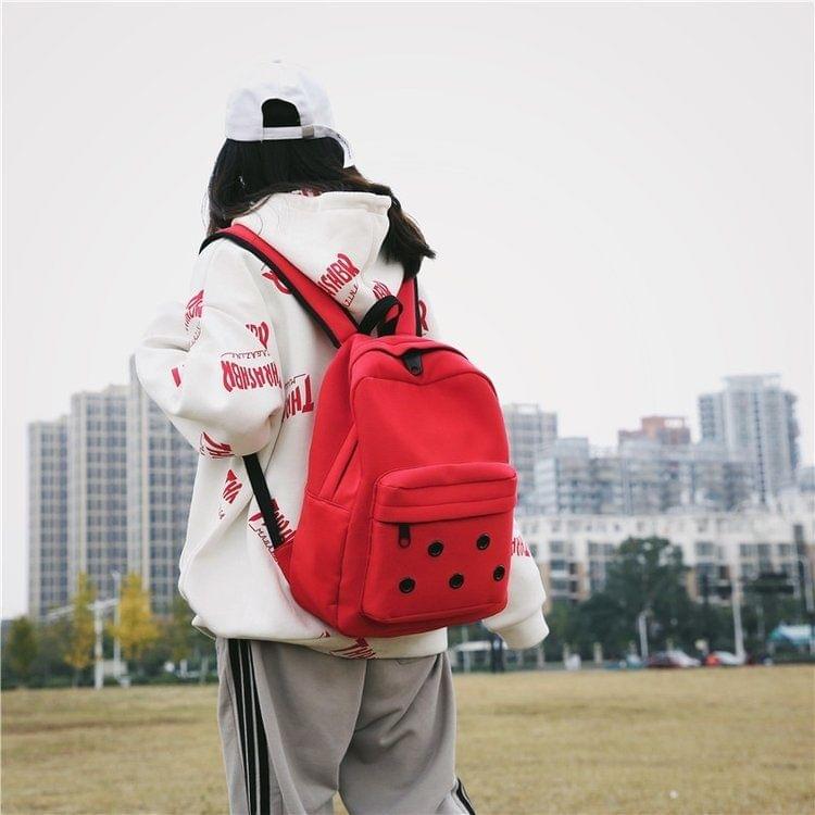 Double Zipper Design Double Shoulders School Bag Travel Backpack Bag (Red)