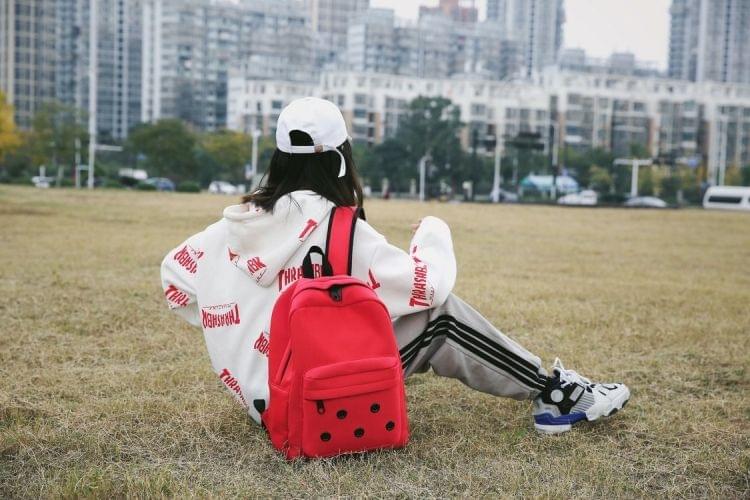 Double Zipper Design Double Shoulders School Bag Travel Backpack Bag (Red)