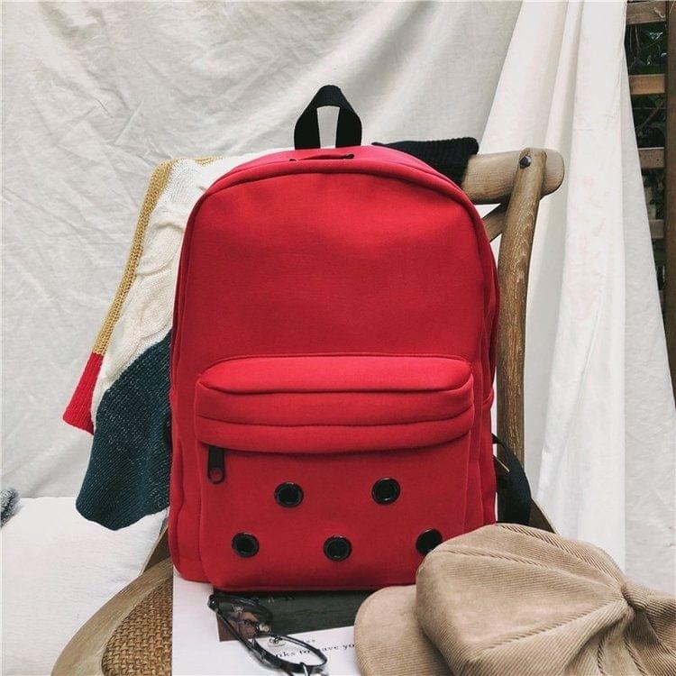 Double Zipper Design Double Shoulders School Bag Travel Backpack Bag (Red)