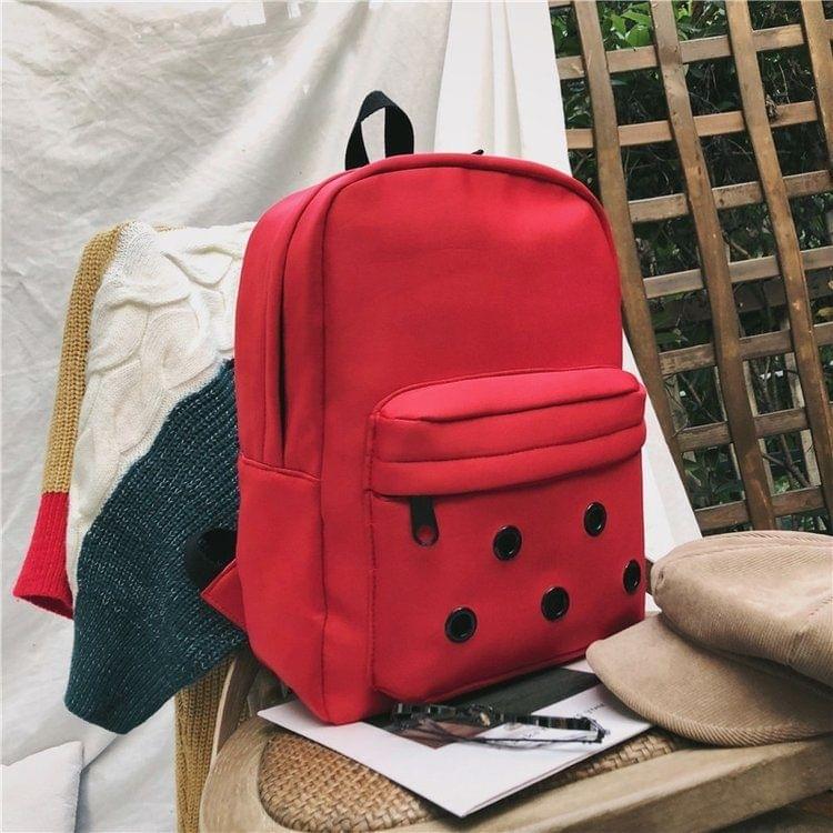 Double Zipper Design Double Shoulders School Bag Travel Backpack Bag (Red)