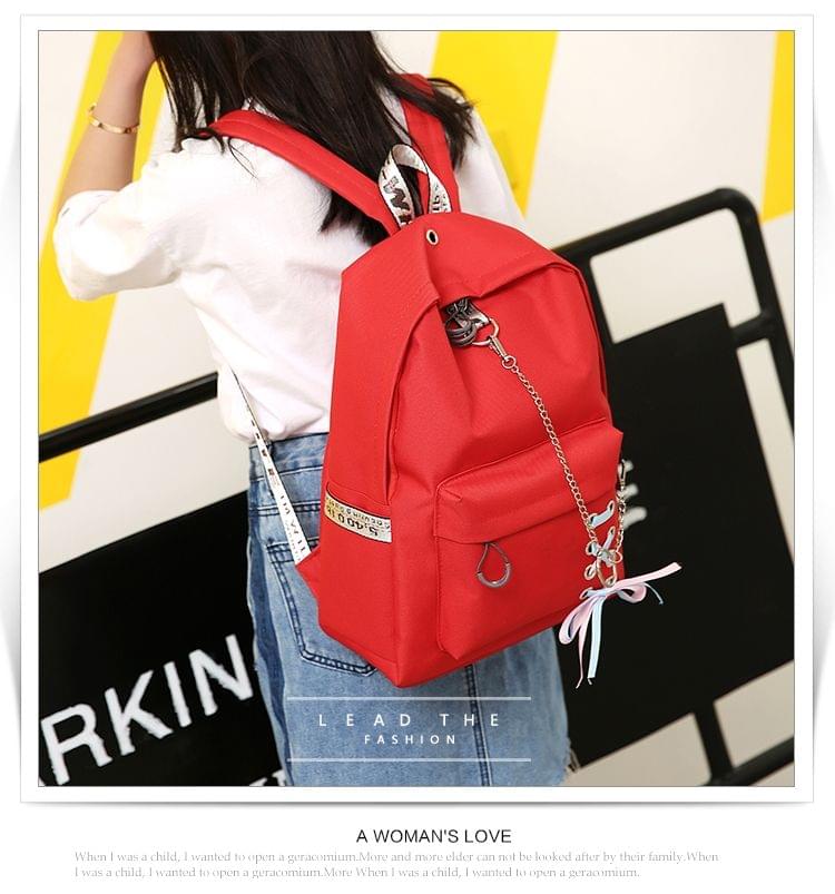 Campus College Wind Butterfly-knot Ribbon Bag Backpack(Gray)