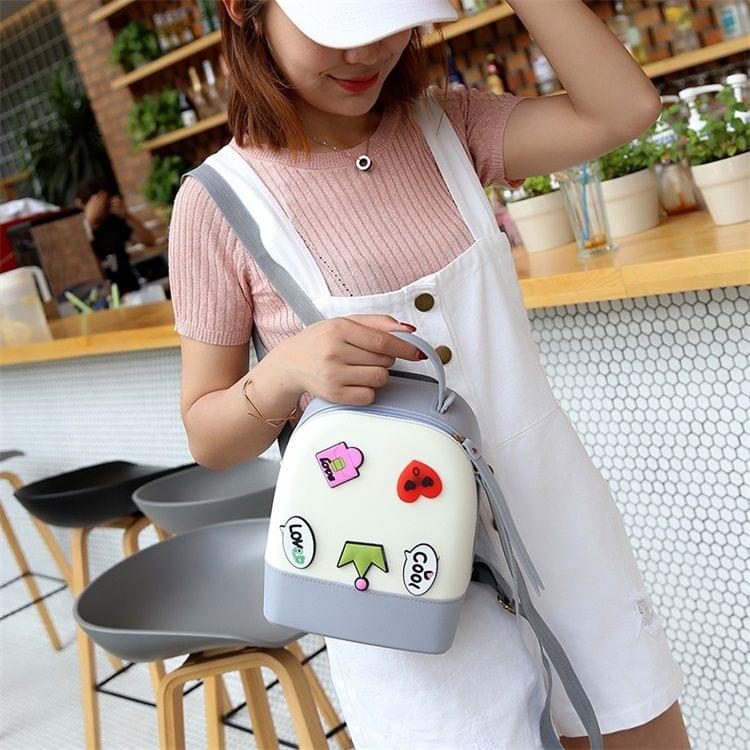 Multi-function Leisure Fashion Silica Gel Double Shoulders Bag Backpack (Grey)