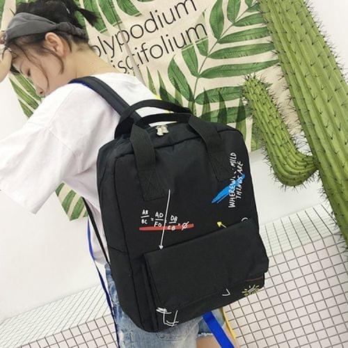 Mathematical Formulas Graffiti Double Shoulders School Bag Travel Backpack Bag (White)
