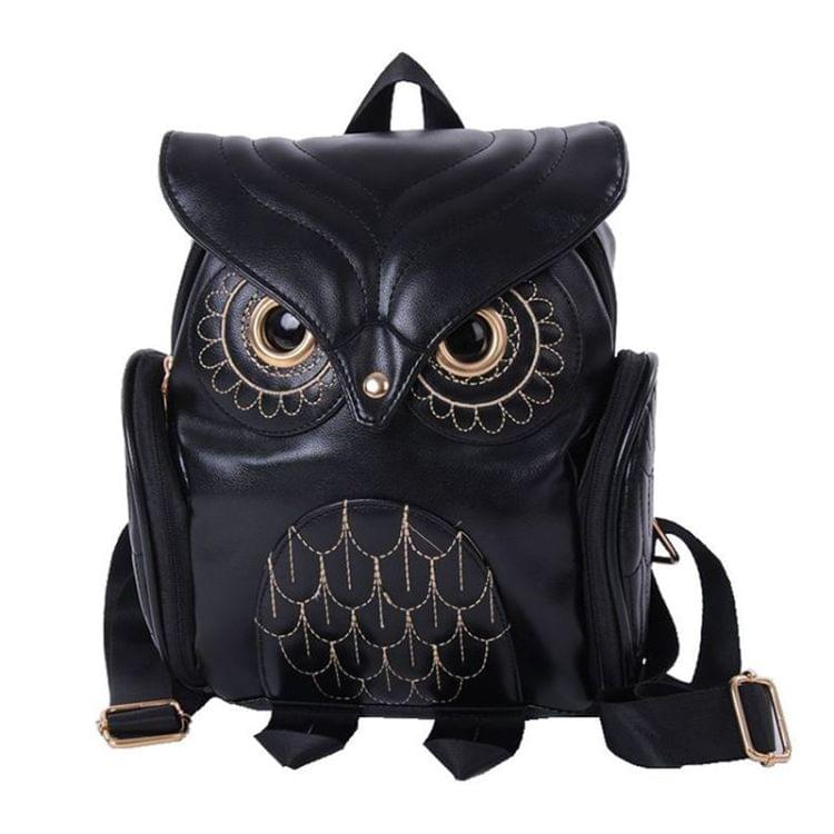 Owl Pattern Shoulder Bag Female PU Personality Backpack(Pink)