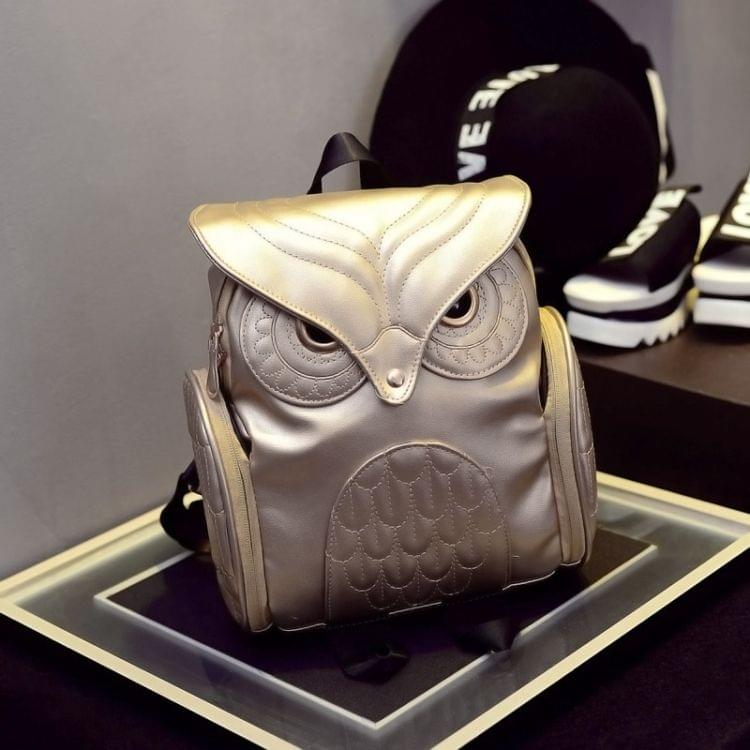 Owl Pattern Shoulder Bag Female PU Personality Backpack(Pink)