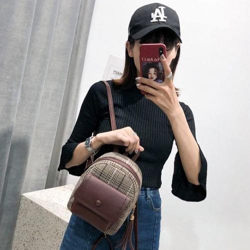 Leisure Fashion Woolen Cloth Double Shoulders Bag (Brown)