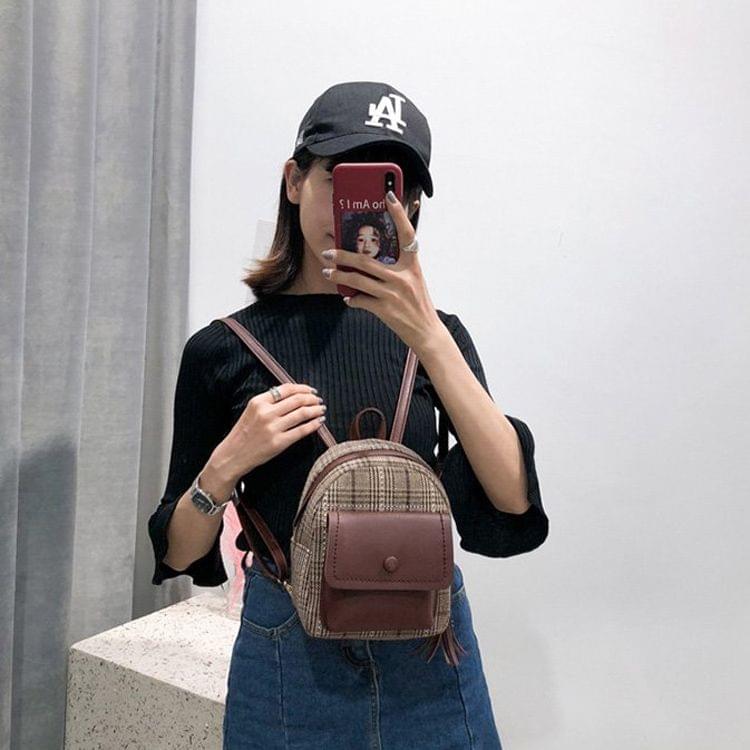 Leisure Fashion Woolen Cloth Double Shoulders Bag (Brown)