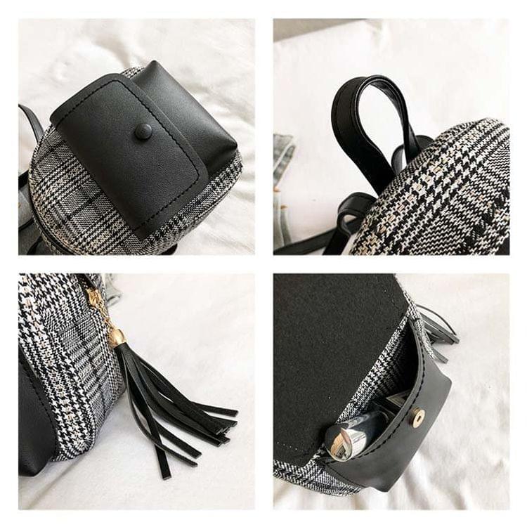 Leisure Fashion Woolen Cloth Double Shoulders Bag (Brown)