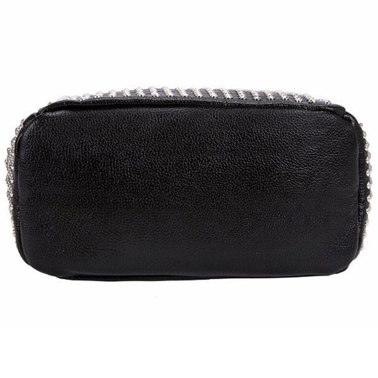 Rivet PU Leather Double-shoulder Bag Ladies Handbag Messenger Bag (Black)