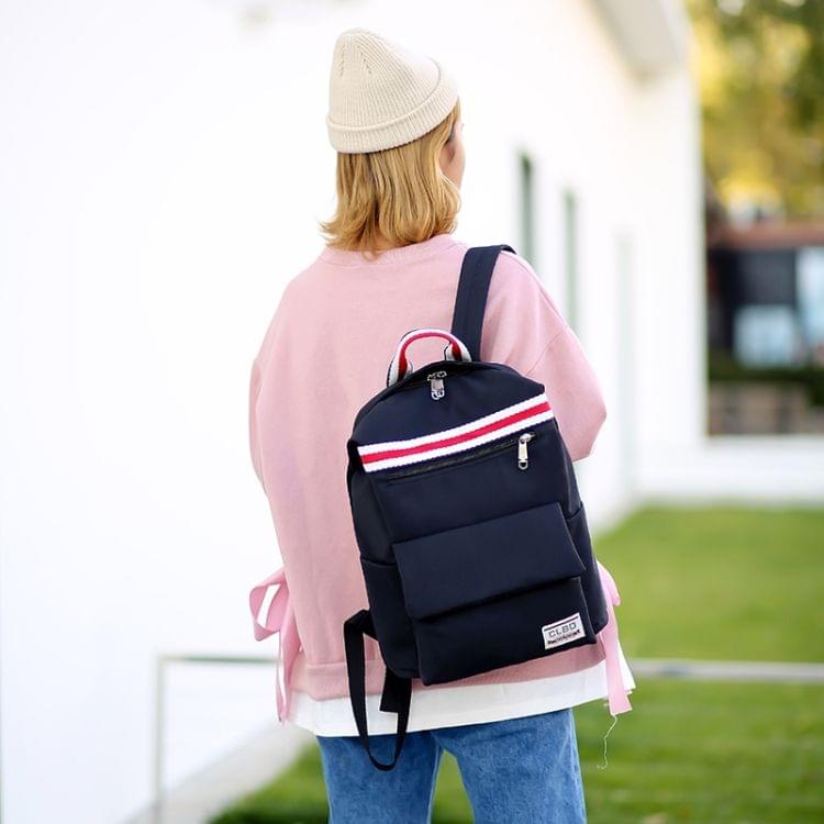 Casual Polyester Double-shoulder Bag School Bag(Black)