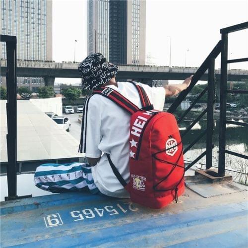 Leisure Sport Double Shoulders School Bag Travel Backpack Bag (Red)