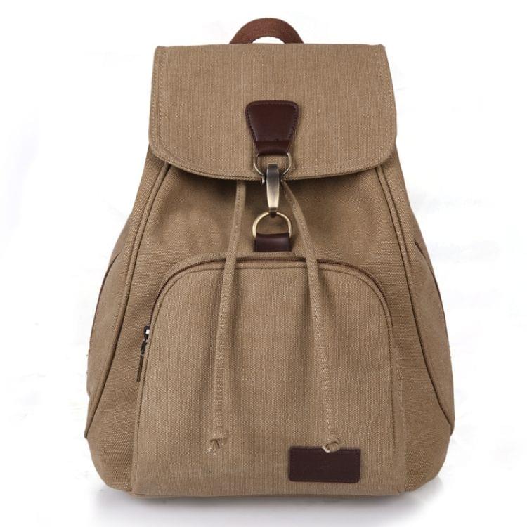 Women Canvas Student Laptop Bag Backpack(Khaki)