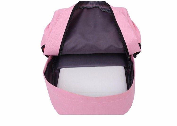 Double Zipper Design Polyester Double Shoulders School Bag Travel Backpack Bag (Cyan)